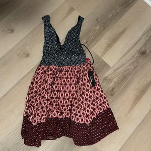 La Vie en Roses Navy Blue and Floral Print Dress